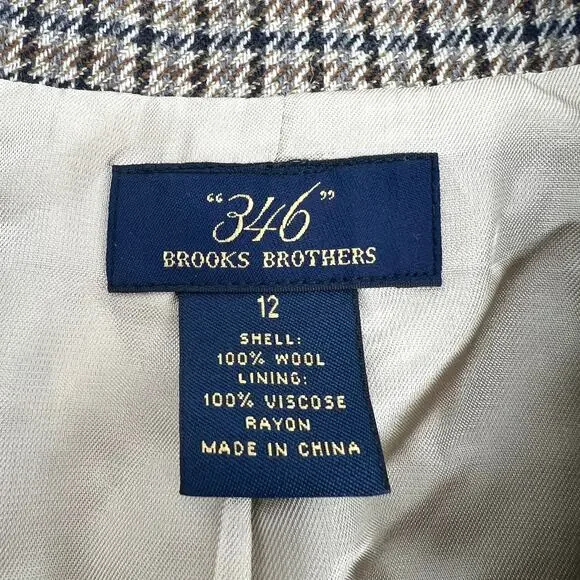Brooks Brothers "346" Womens Houndstooth Wool Blazer Size 12 - Picture 8 of 10